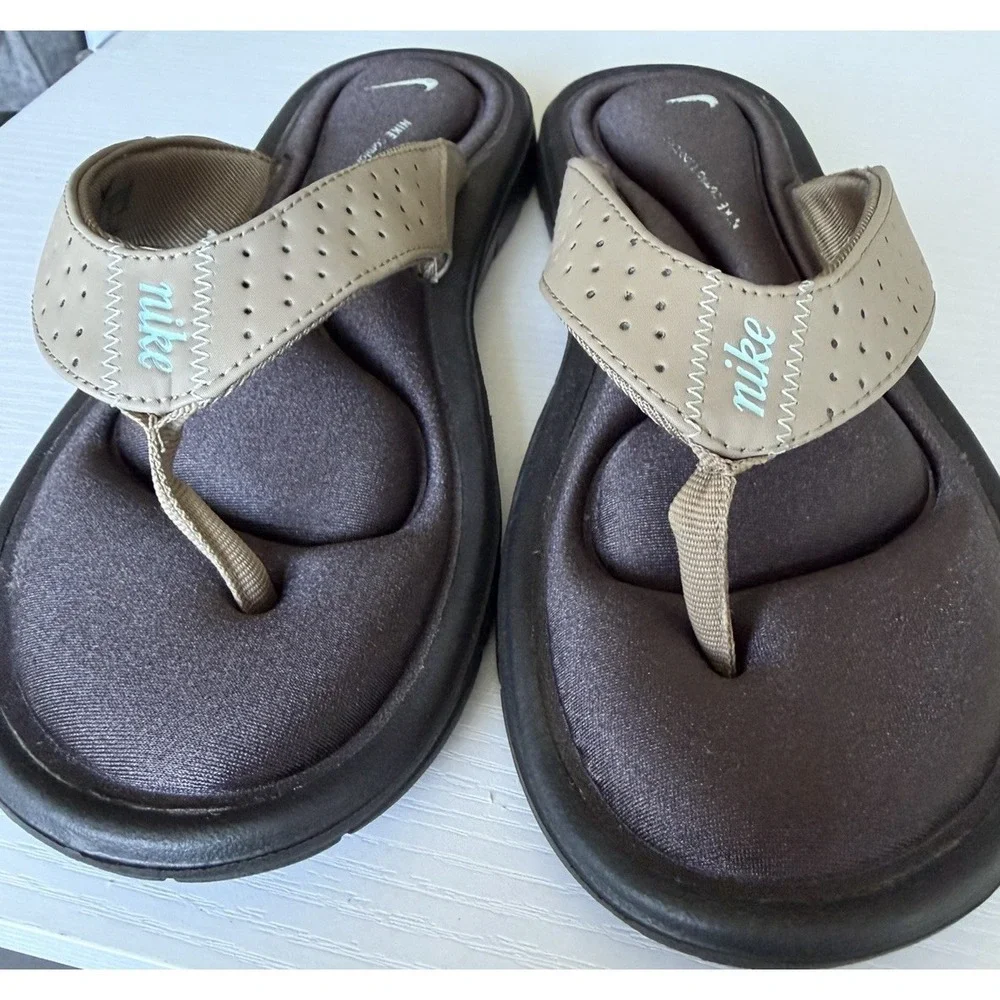 Nike Women's Comfort Footbed Sandal Size 8 Brown Flip Flops Thong Slides - Picture 8 of 9